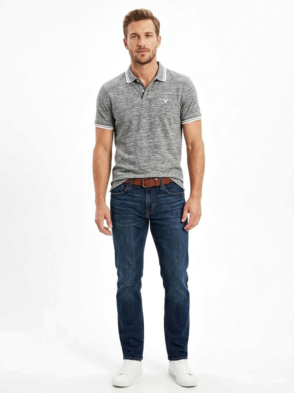 American Eagle Flex Men's Gray Polo Size Medium